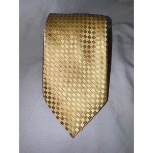 Donald J Trump Signature Collection Gold Checkered Silk Necktie Mens Formal Tie